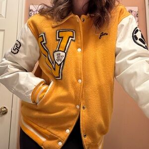 Leather-Sleeve Varsity Jacket